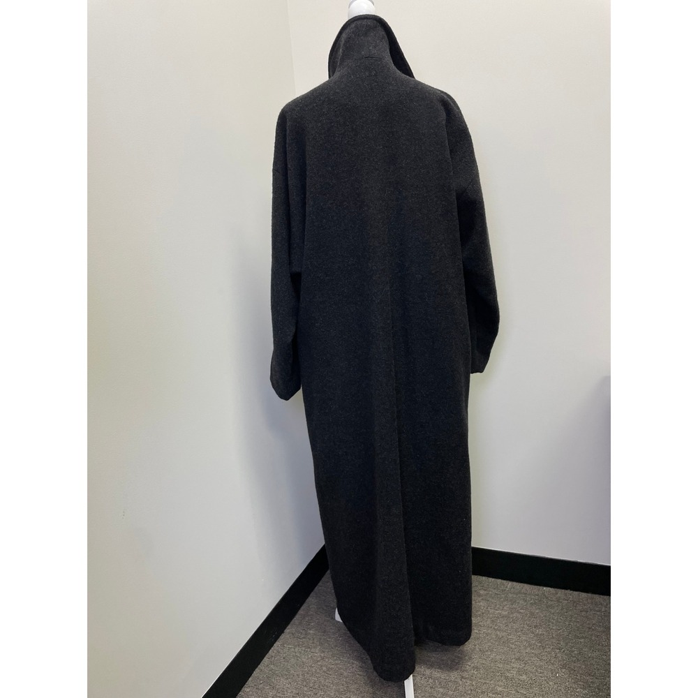 Vintage Eileen Fisher Charcoal Gray 100% Wool Long Duster Coat Large 90s - Picture 6 of 16
